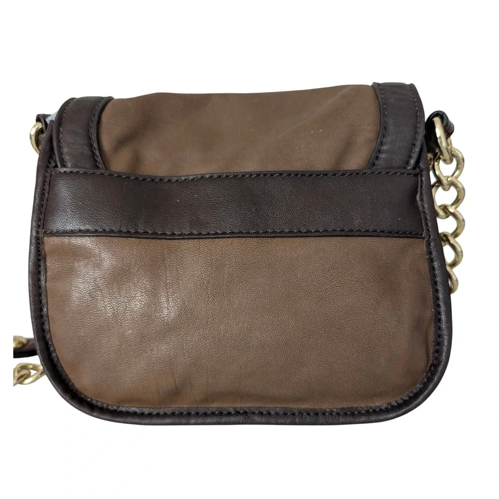 Y2K Brown Chain Strap Shoulder Bag Purse Small Faux Leather Brown Classic Office